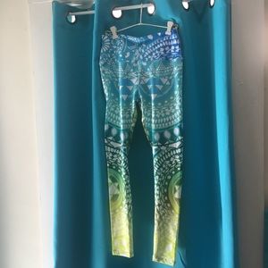 NWT Om Shanti Aqua Chakra Power Leggings Yoga